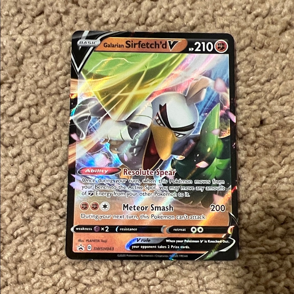 Pokemon Galarian Sirfetch'd V Holo Green White Yellow